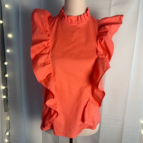 Karlie Orange Flutter Sleeve Ruffled Blouse - Picture 1 of 8